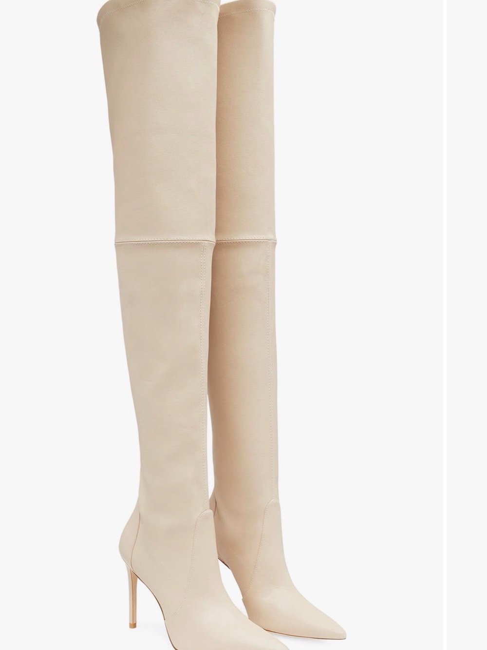 Stuart Weitzman Ultrastuart thigh-high tall stretch leather boots Cream 7.5 EUC